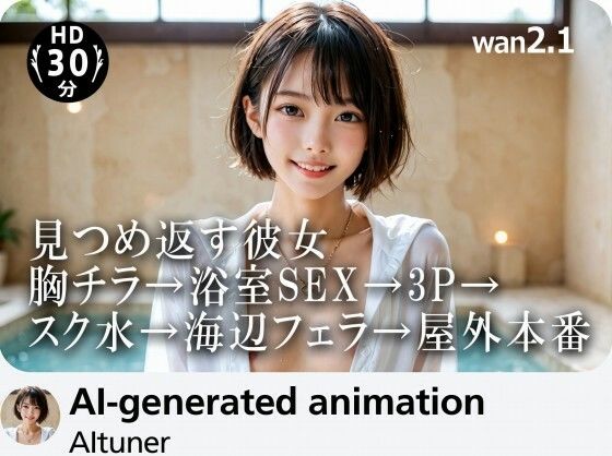 【30分HD】見つめ返す彼女──胸チラ→浴室SEX→3P→スク水→海辺フェラ→屋外本番